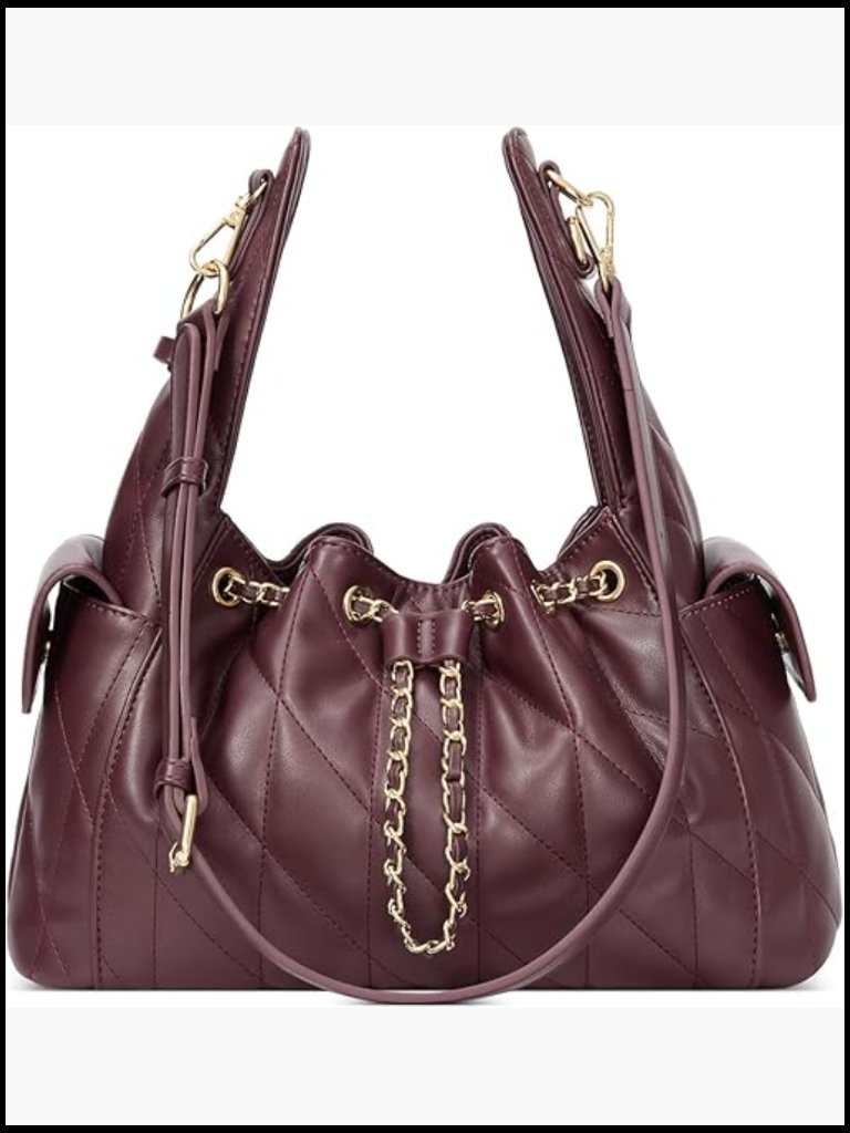 Quilted Vegan Leather Hobo Bag Slouchy Shoulder Purse Adjustable Strap Chic